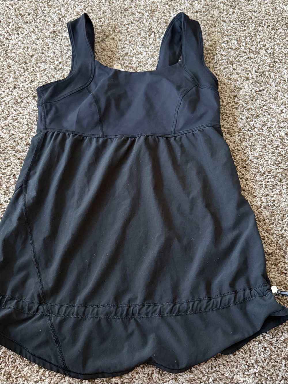 Lululemon Black Drawstring Cinch Hem Athletic Tank Top Built In Bra Size 4